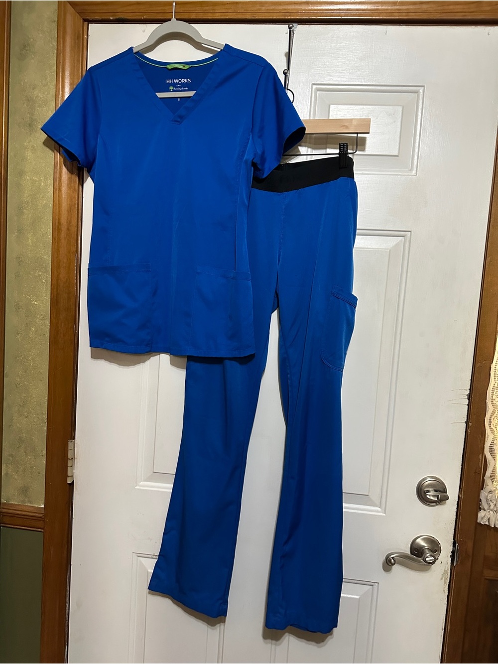 HH Works by Healing Hands Scrub Set Monica Top & Rachel Pants Royal Blue Small